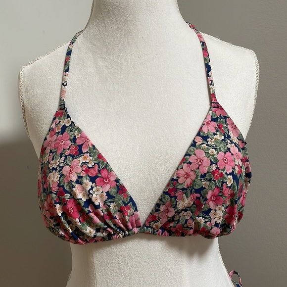 Triangle Bikini Tie Top & Bikini Tie Bottoms, Floral, Size 10 top & 8 bottom - Picture 3 of 15